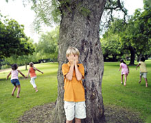 Kids playing hide and seek