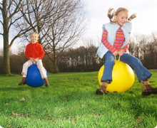 kiddos playing with bouncy toys