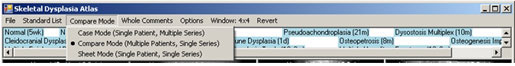 Skeletal Dysplasia Atlas mode selection menu