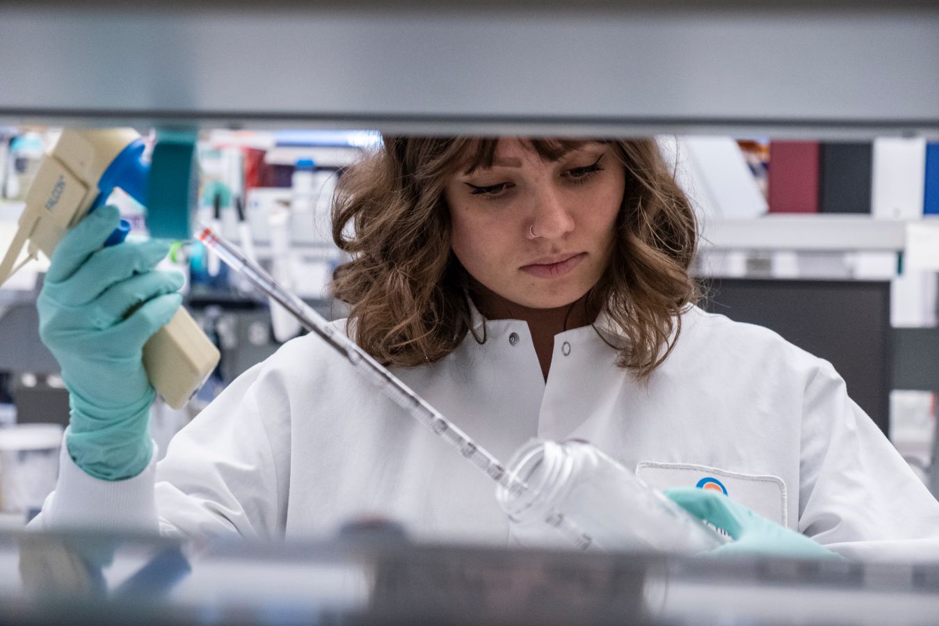 A researcher working in a lab